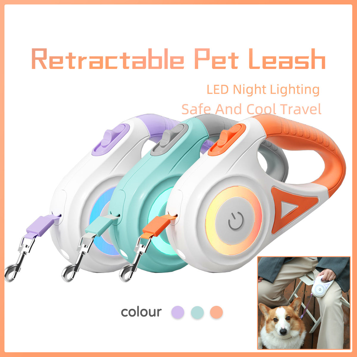 Retractable Dog Leash & Collar Set – Automatic Traction Rope for Small & Medium Dogs