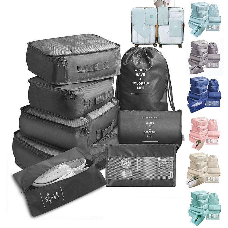 8-Piece Travel Packing Cube Set – Luggage Organizer Bags for Clothes, Shoes, Underwear & Accessories
