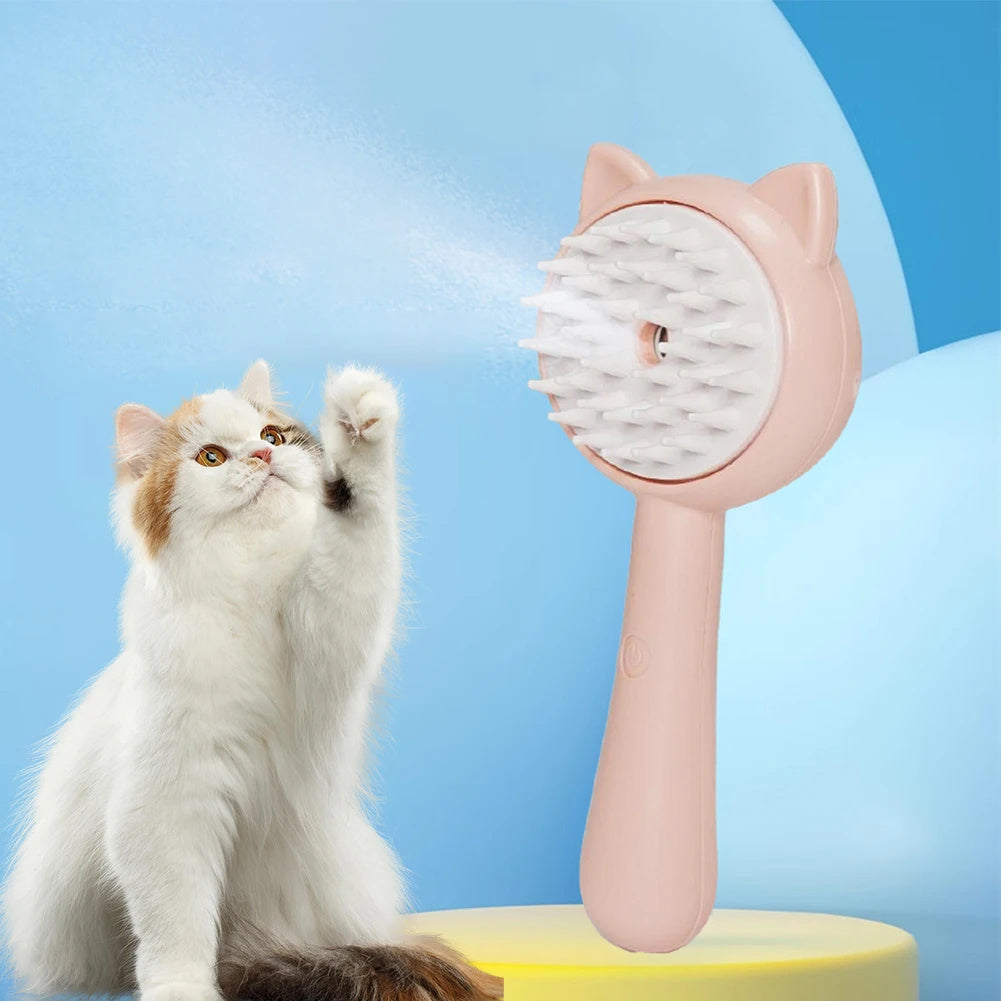 Rechargeable Self-Cleaning Cat Grooming Brush with Mist – Slicker Brush for Dogs & Cats